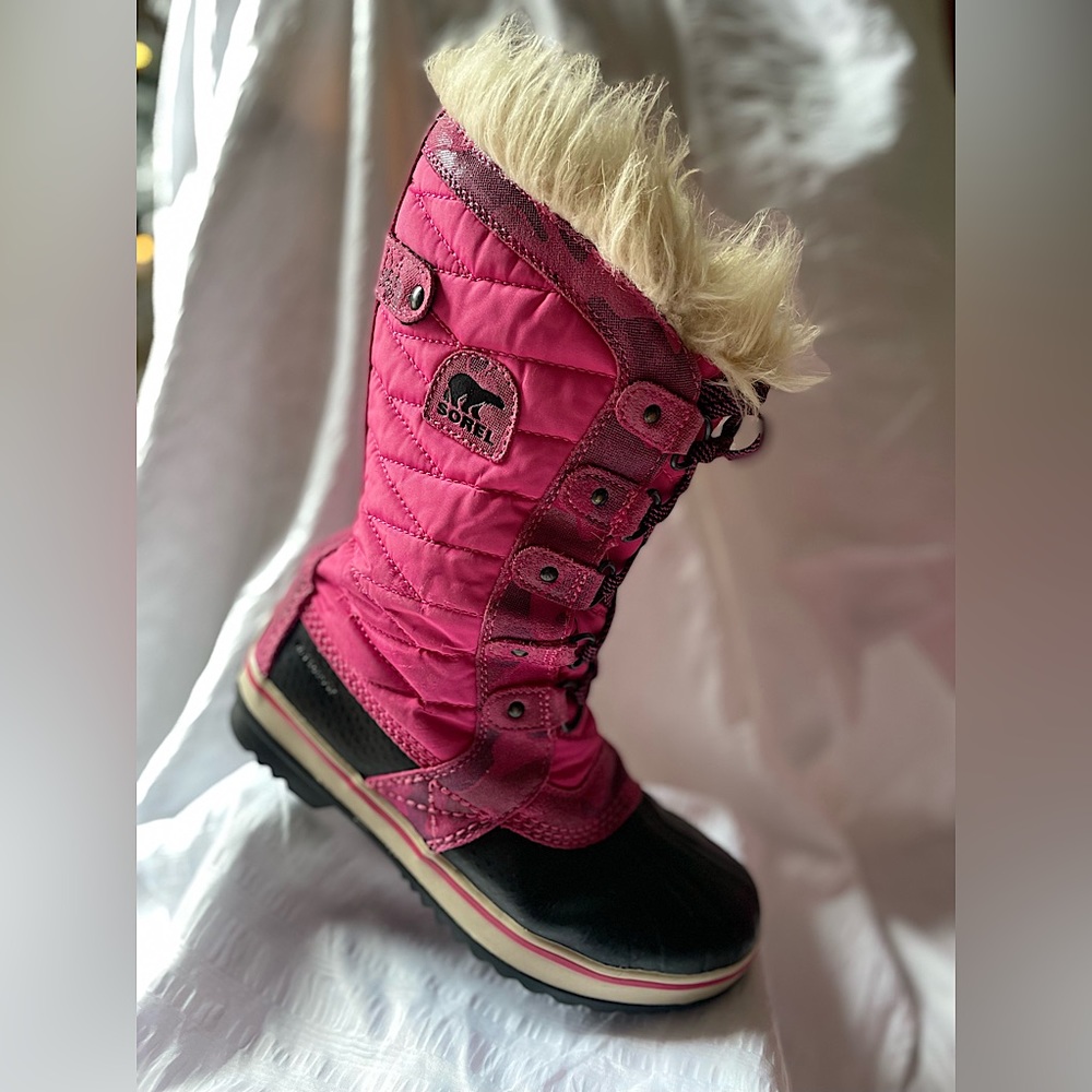 Sorel- Girl’s Size 3 Big Kids Youth Tofino II Waterproof Boots Pink Ice Black